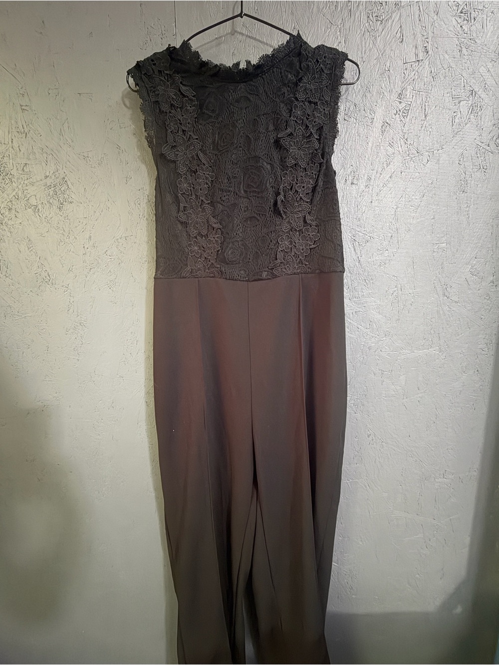 SHEIN Black Lace-Top Sleeveless Jumpsuit
